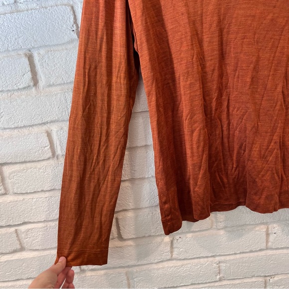 AKRIS Switzerland Burnt Orange 100% Seide Silk Long Sleeve V Neck Shirt medium - Picture 3 of 7